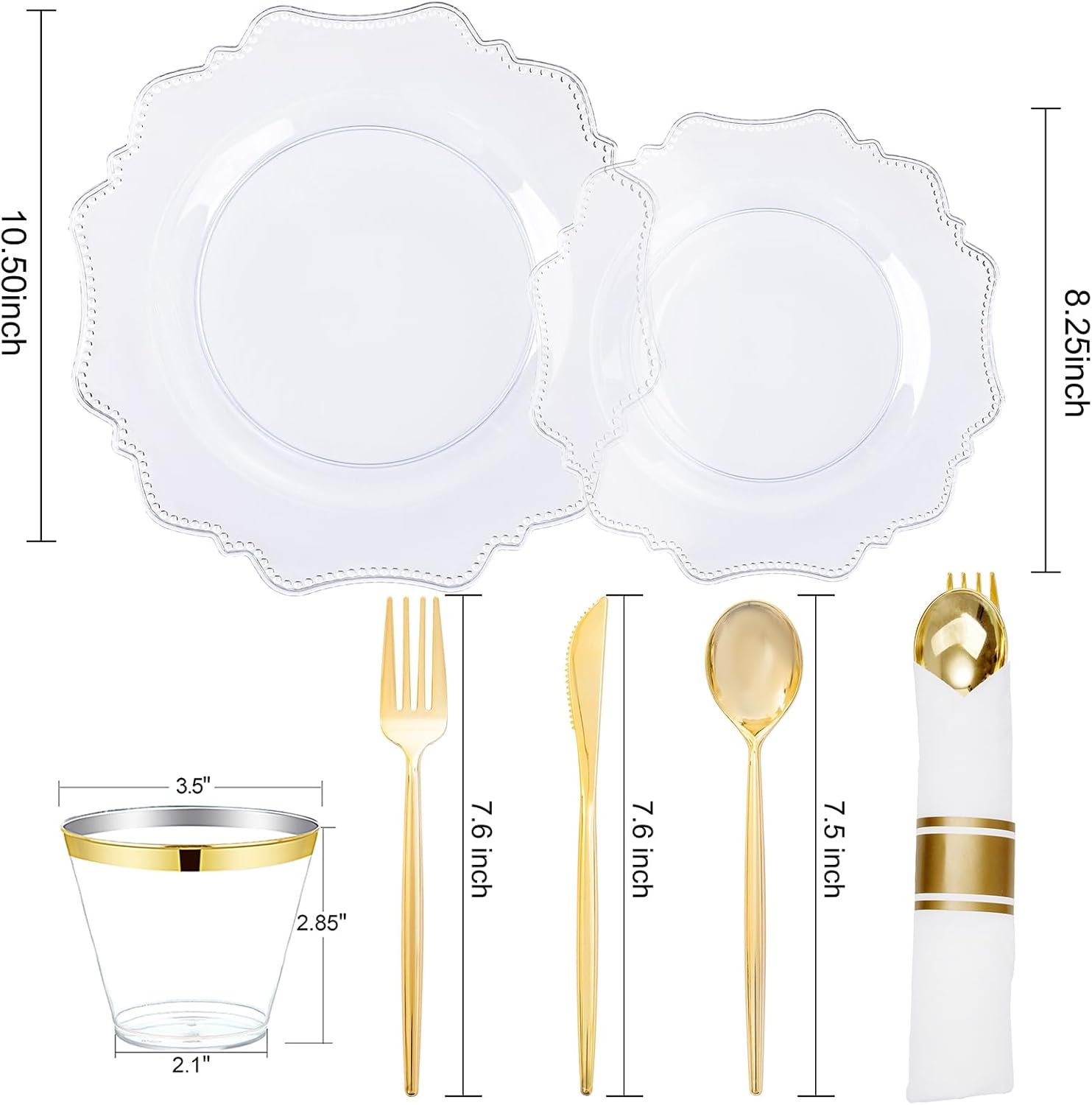 COLOSUS 350pcs Clear Plastic Plates Party Dinnerware Set