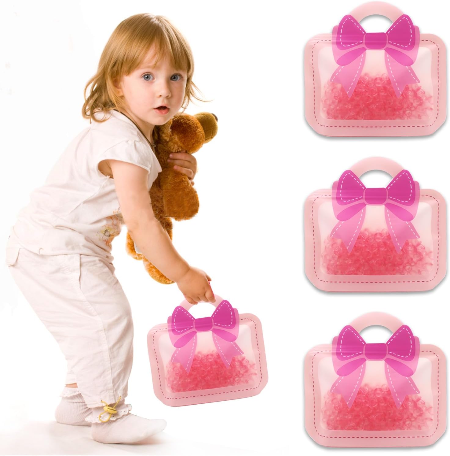 30 Pack Cartoon Bow Goodie Bags for Kids Birthday Parties