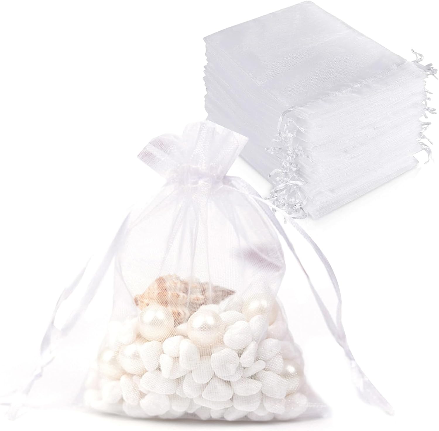 100PCS Sheer Organza Bags With Drawstring for Wedding Favor