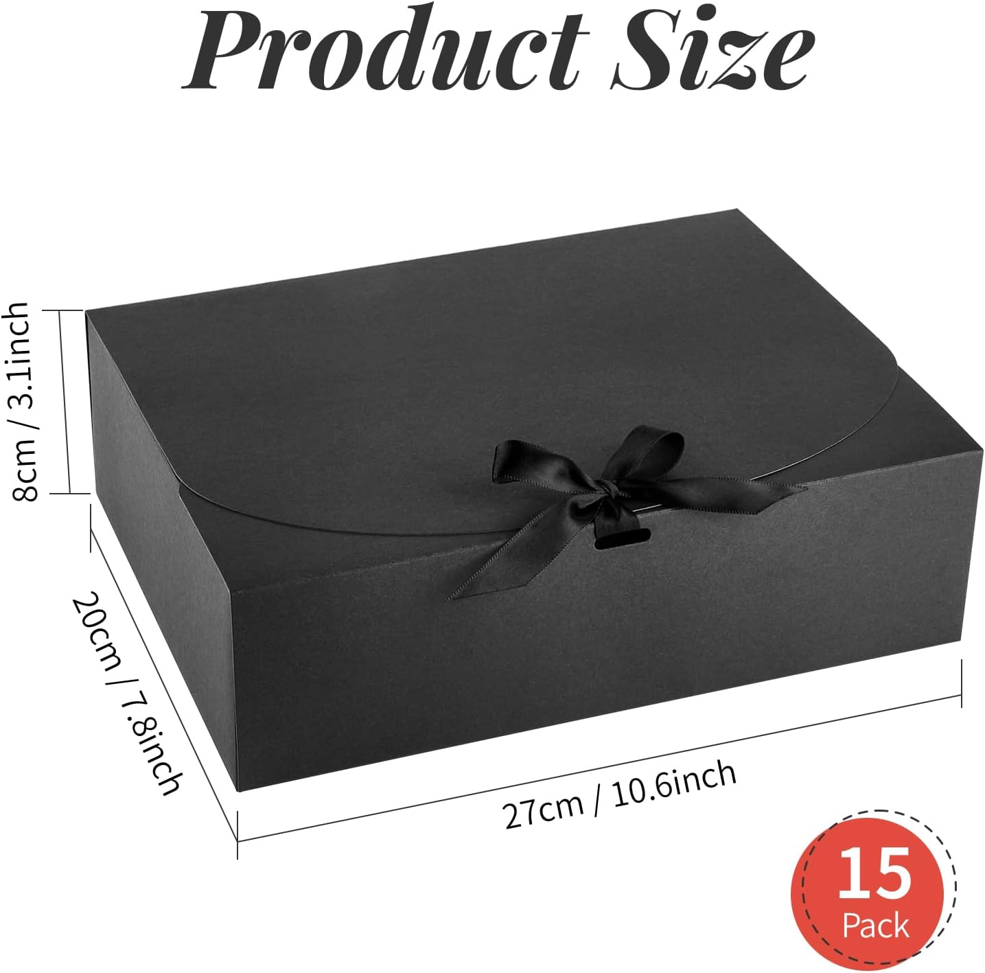 Kucoele 15 Piece Gift Boxes with Lids Black