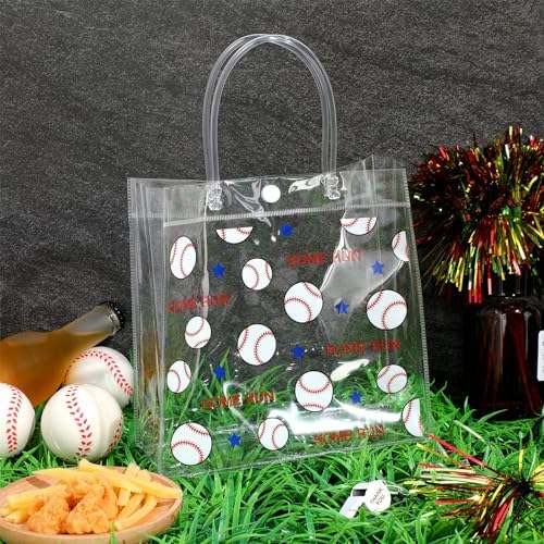 Aliceset 20 Pcs Baseball Clear PVC Gift Bags with Handles