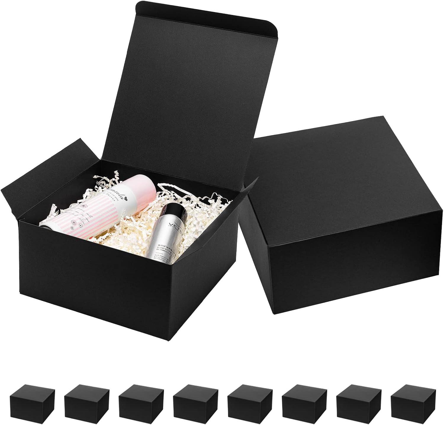 Mcfleet Black Gift Boxes 8x8x4 Inches 10 Pack