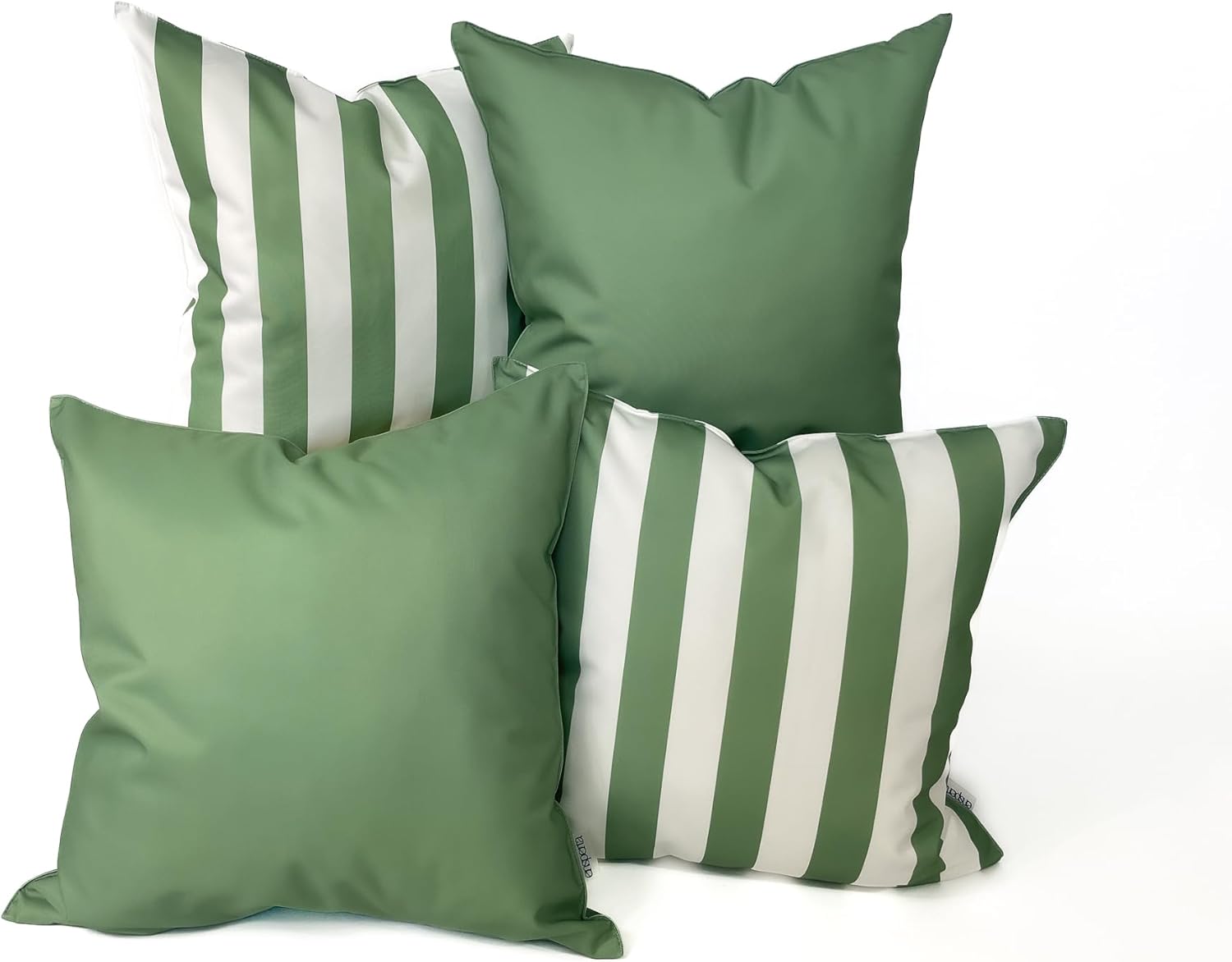 Ensperta Pack of 2 20x20 Waterproof Light Green Striped Throw Pillow Covers
