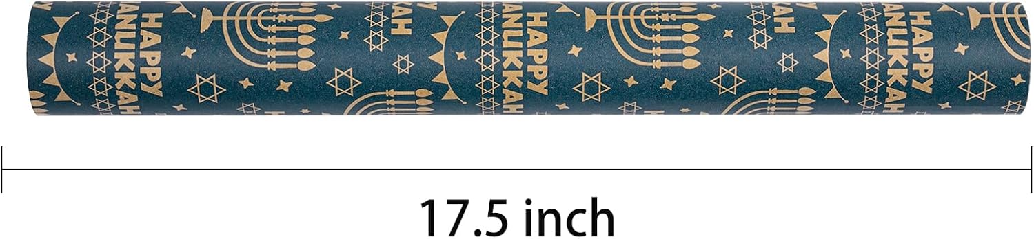 RUSPEPA Kraft Hanukkah Wrapping Paper Roll - Mini Roll - 17 Inches x 328 Feet