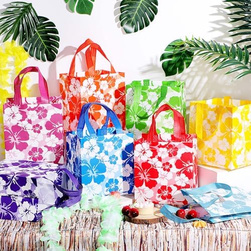 Teling 48 Pcs Hibiscus Gift Bags with Handles