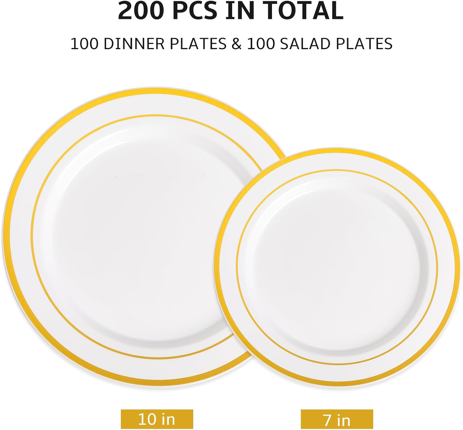 AOZITA 200 Pcs Gold Plastic Plates for Party