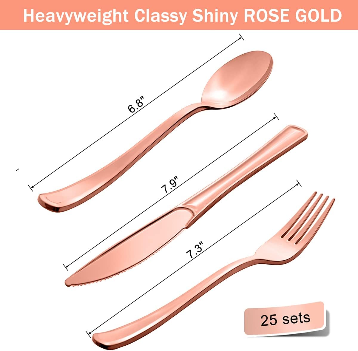 HOMIX 175 Piece Rose Gold Party Set for 25 Guests