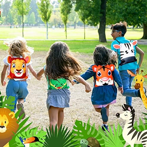 Hillban 16 Pcs Animal Drawstring Bags for Kids Party