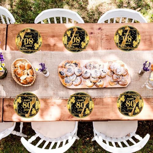 80th Birthday Paper Plates Napkins Forks 60pcs Set