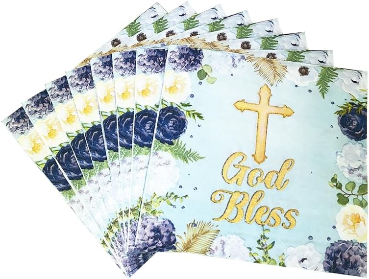 40Pcs Floral God Bless Napkins for Baptism and Religious Celebrations