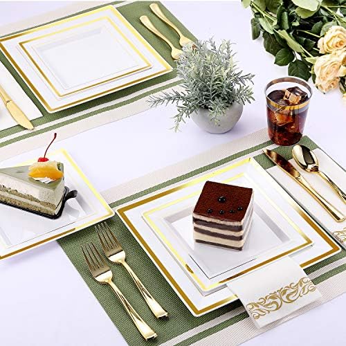 FOCUSLINE 350 Ct Disposable Dinnerware Set for 50 Guests