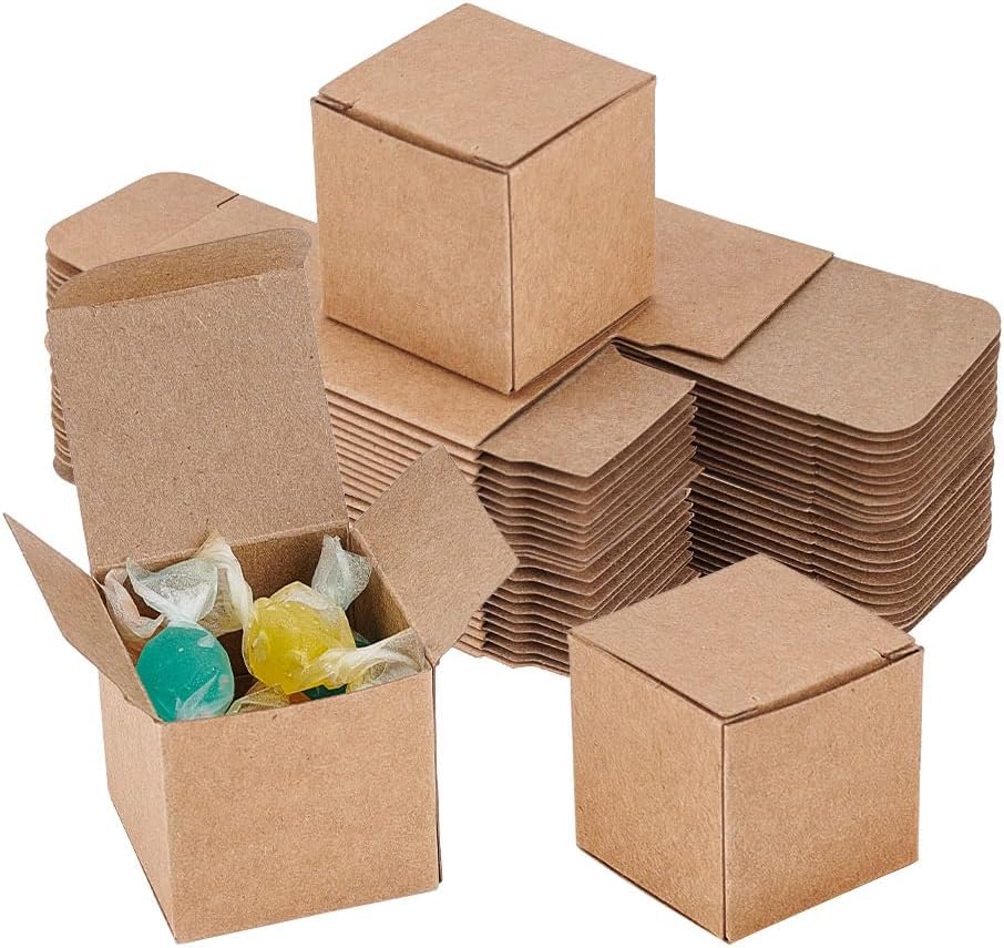 BENECREAT 50PCS Brown Paper Gift Boxes with Lids