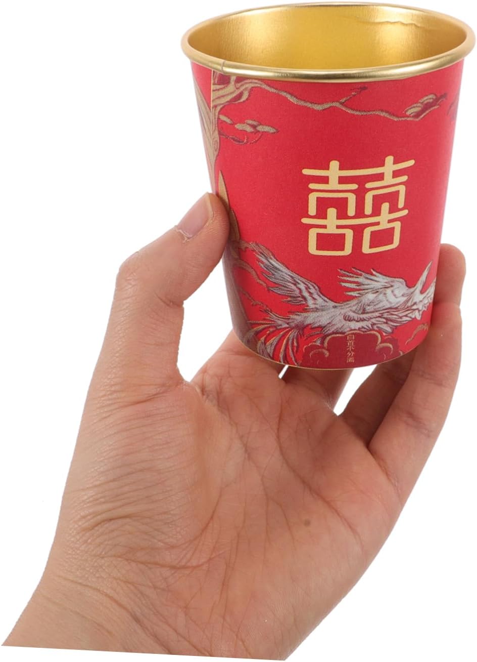 50pcs Gold Disposable Tea Cups for Bridal Shower and Wedding Reception