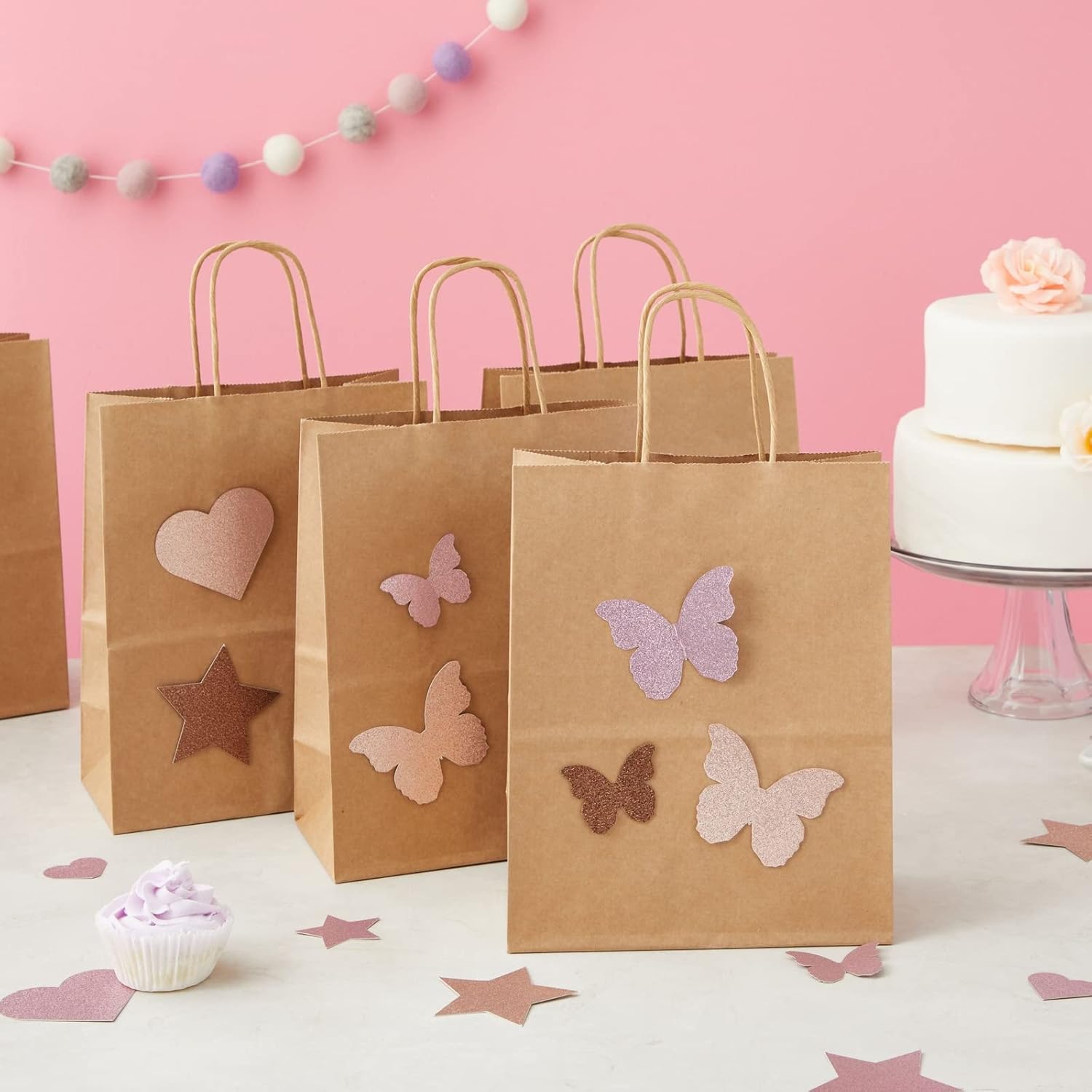 Juvale Brown Gift Bags with Handles - 12 Pack
