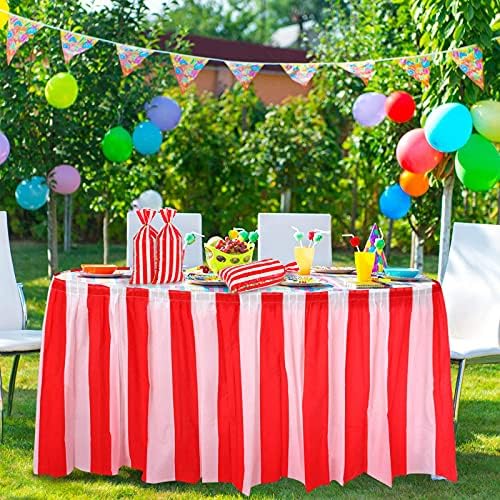Lecferrarc 100 Pcs Red White Stripe Treat Bags with Twist Ties