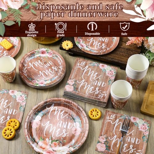 Zhehao 250 Pcs Retro Bridal Shower Tableware Set