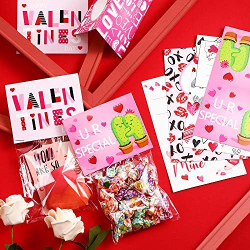54-Piece Valentine Candy Cello Bags with Adhesive Toppers