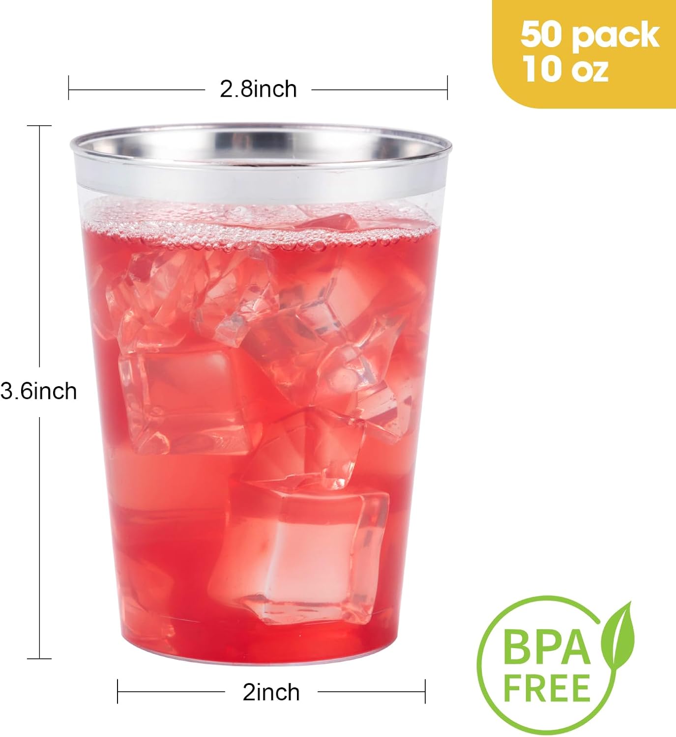 Goodluck 50PCS 10oz Silver Plastic Cups for Parties and Events