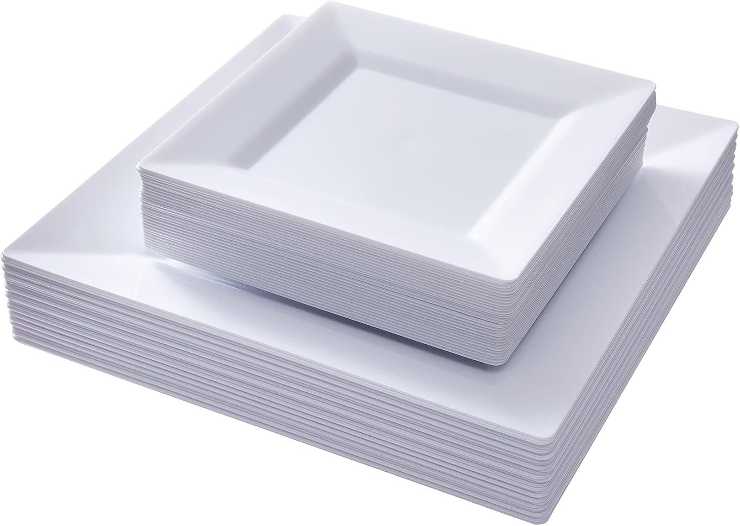 N9R 60PCS White Plastic Square Plates for Parties and Events