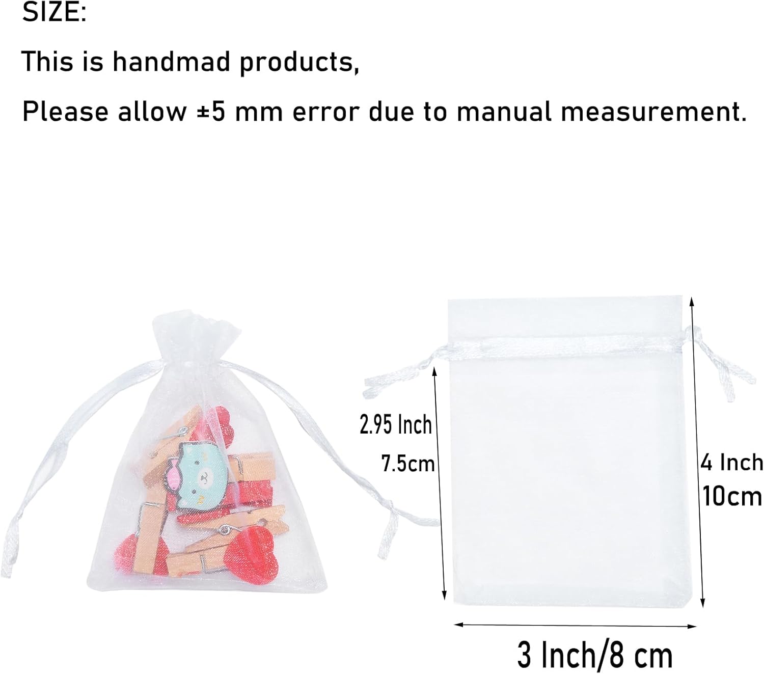 Tendwarm 100 Pcs 3x4 Inch Sheer Organza Gift Bags with Drawstring