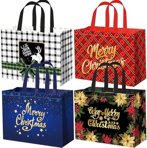 12 Pack Extra Large Christmas Gift Bags with Handles
