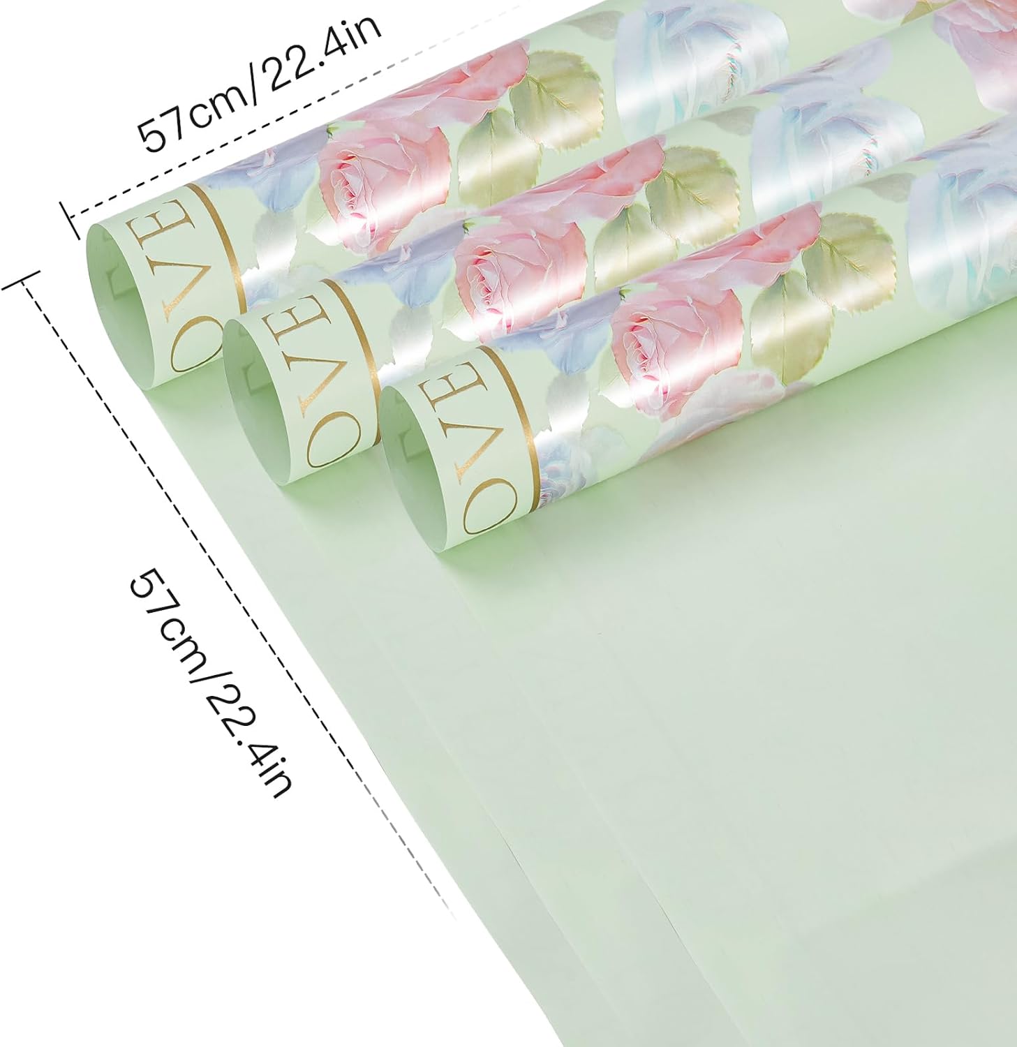 RUSPEPA 20 Sheets Rose Flower Wrapping Paper Green