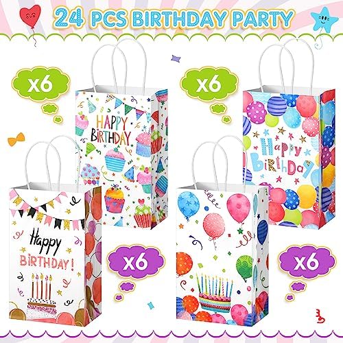 Fulmoon 36 Pcs Birthday Gift Bags with Handle
