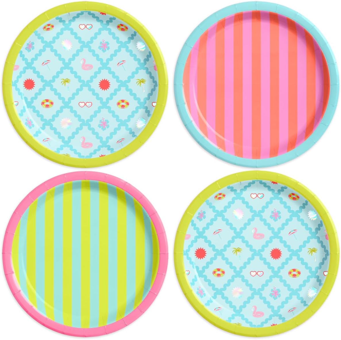 XO Fetti Pool Party Paper Plates 3 Designs 24 Pcs