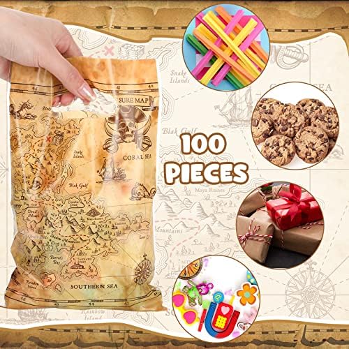 Yinder Pirate Treat Candy Bags 100 Pcs Treasure Map Party Favors