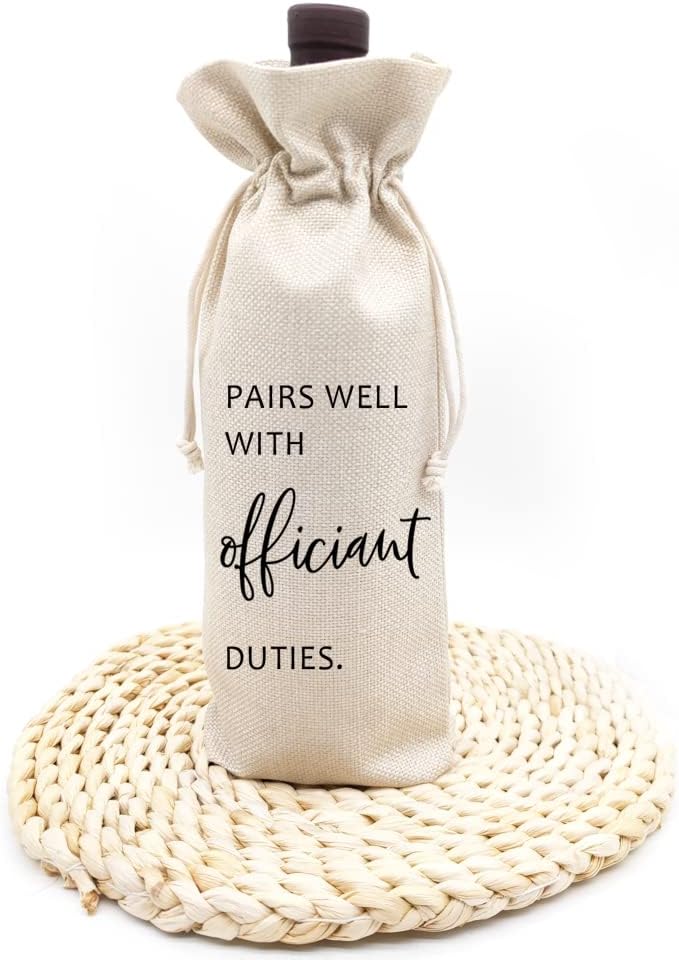 Socive Wedding Wine Bag - Burlap Drawstring Gift Holder