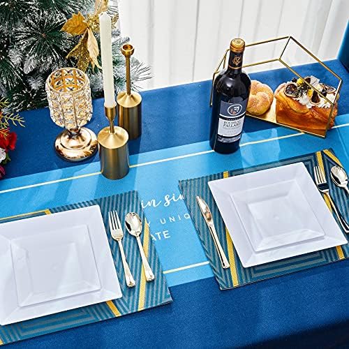 N9R 60PCS White Plastic Square Plates for Parties and Events