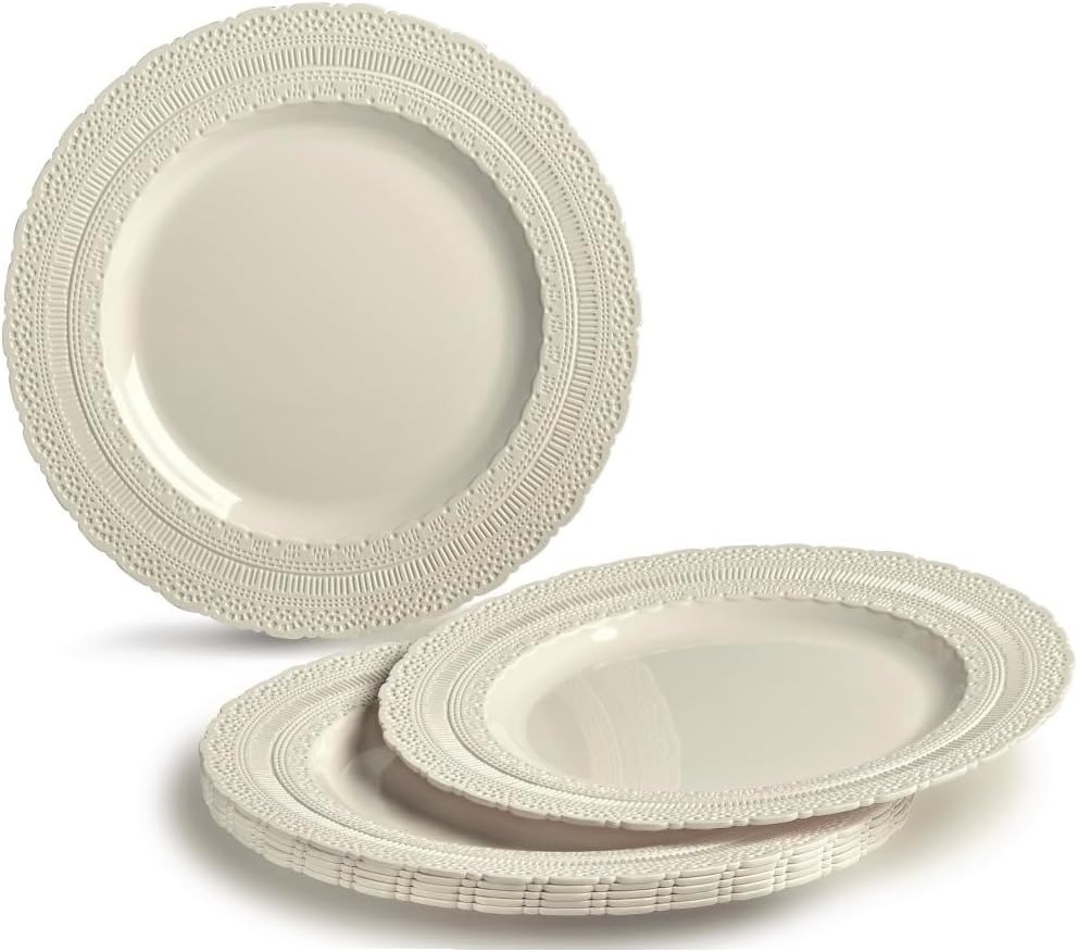 Chateau Collection Ivory 640pcs Plastic Tableware Set