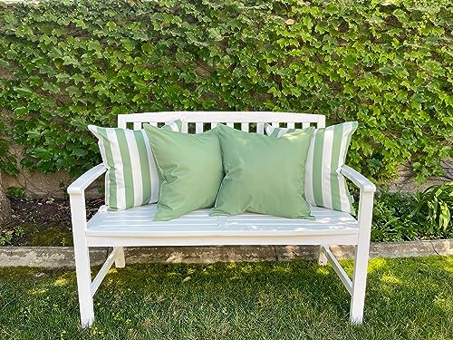 Ensperta Pack of 2 20x20 Waterproof Light Green Striped Throw Pillow Covers