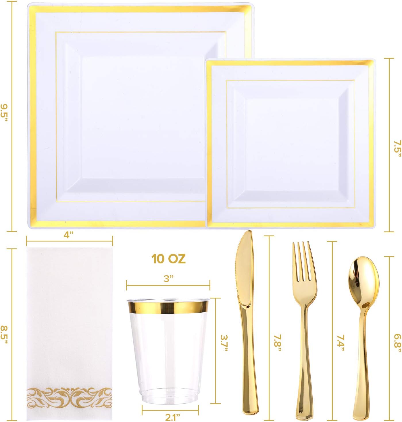 FOCUSLINE 350 Ct Disposable Dinnerware Set for 50 Guests