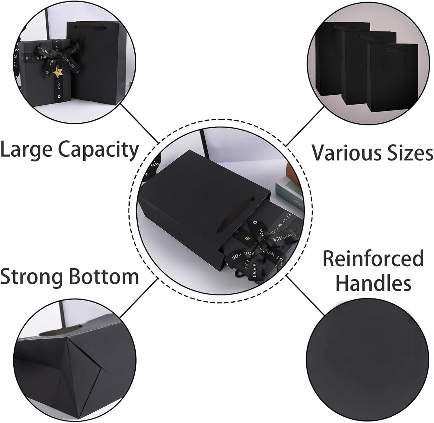 SHIPKEY 10 Pack Small Black Gift Bags