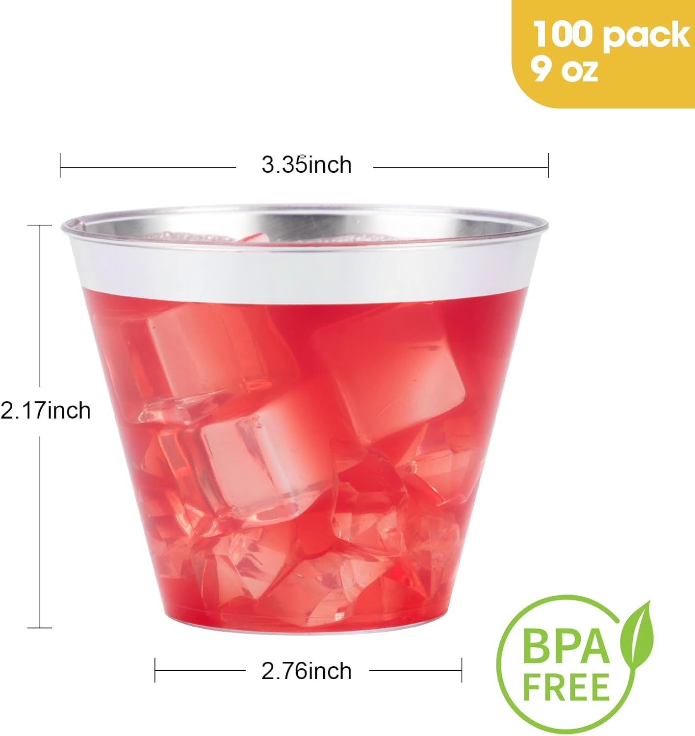 Goodluck 100PCS 9oz Disposable Silver Cups for Parties and Events