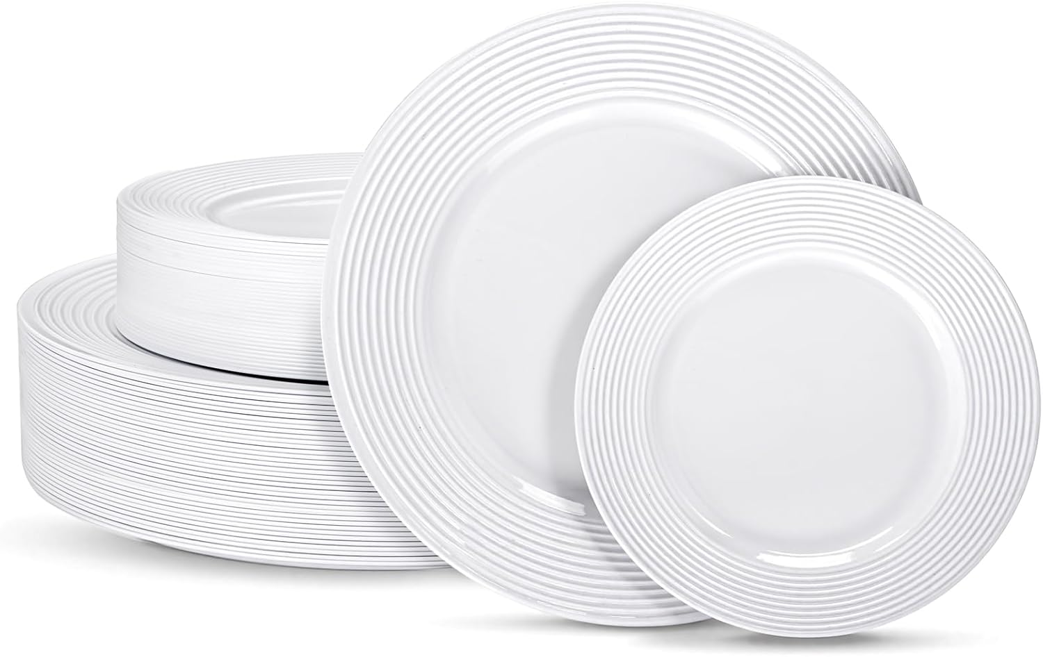 FLOWERCAT 100PCS White Plastic Plates for Parties