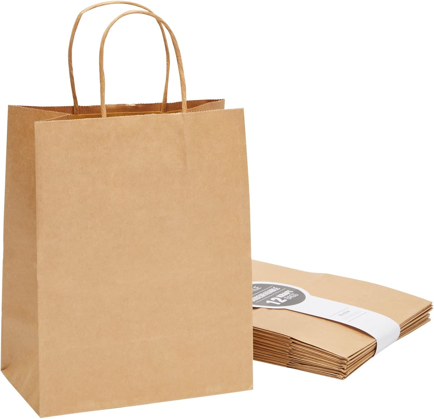 Juvale Brown Gift Bags with Handles - 12 Pack