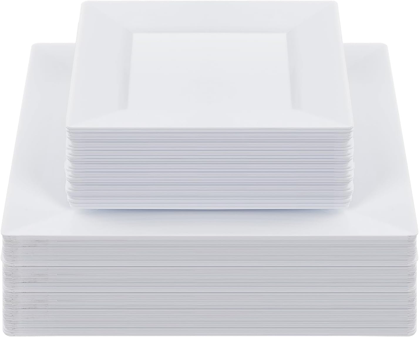 Goodluck 60 Pack Disposable Square Plates - 95 and 65 White