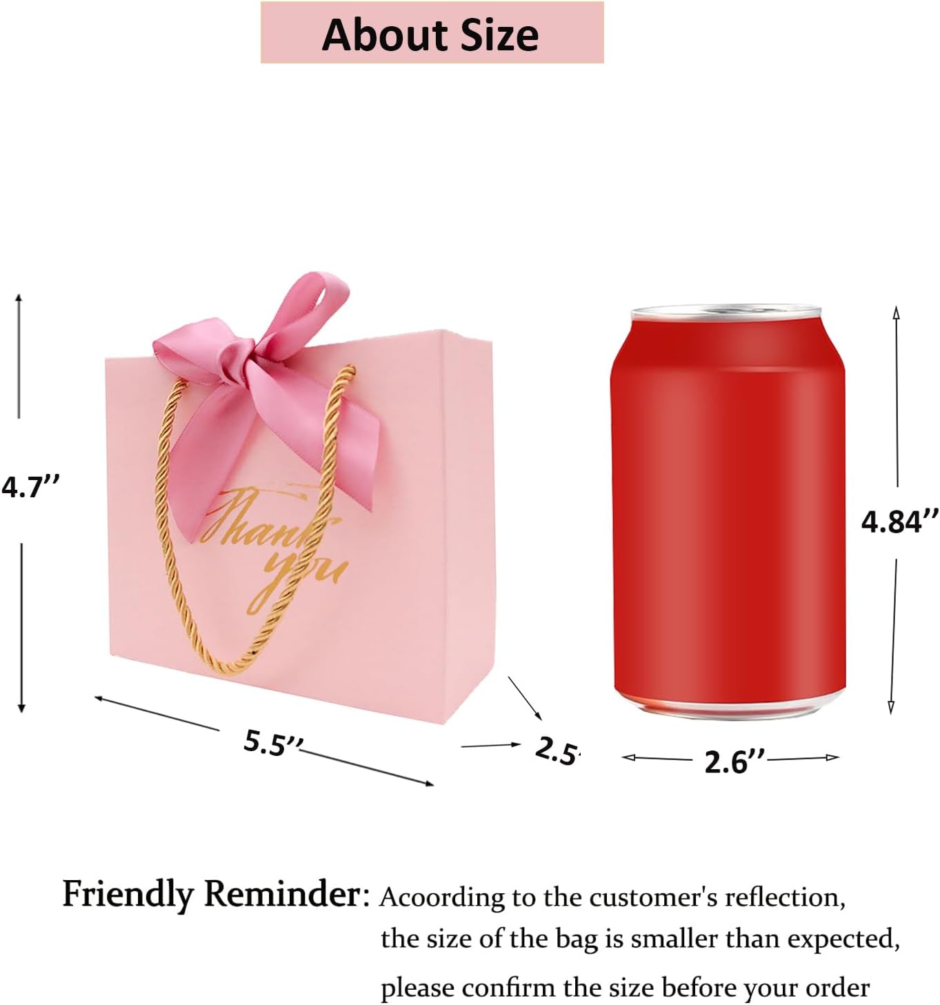 TKSBAG 20 Pack Pink Mini Gift Bags With Handles