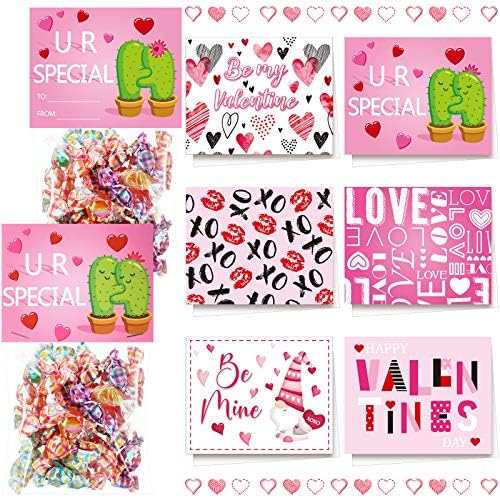 54-Piece Valentine Candy Cello Bags with Adhesive Toppers