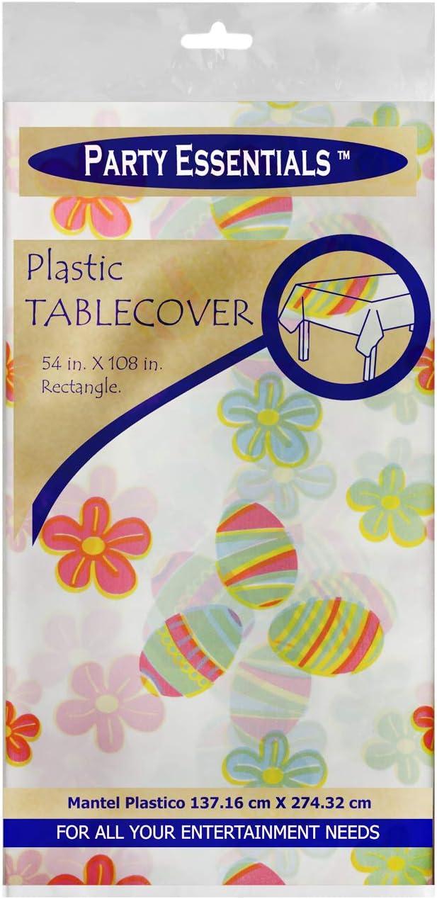 Party Essentials Heavy Duty Printed Plastic Table Cover 54x108 1Count Easter