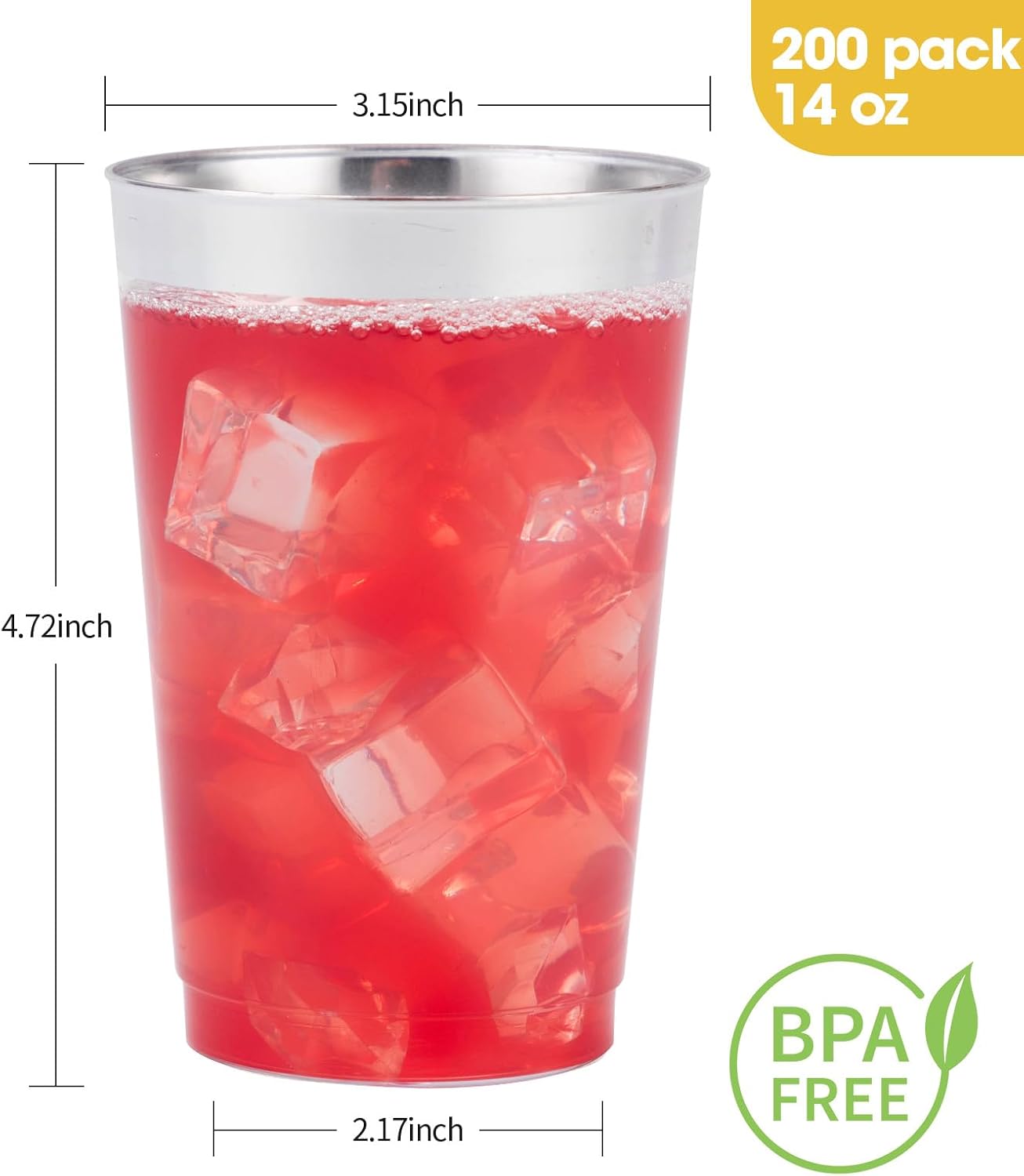 Goodluck 200PCS 14oz Silver Plastic Cups for Parties