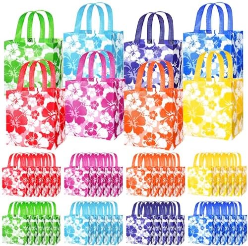 Teling 48 Pcs Hibiscus Gift Bags with Handles