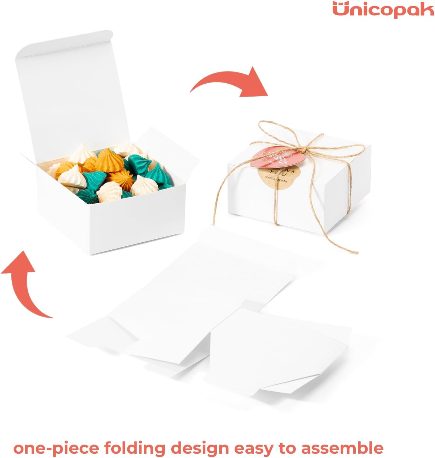 UnicoPak 20 Pack White 4x4x2 Gift Boxes