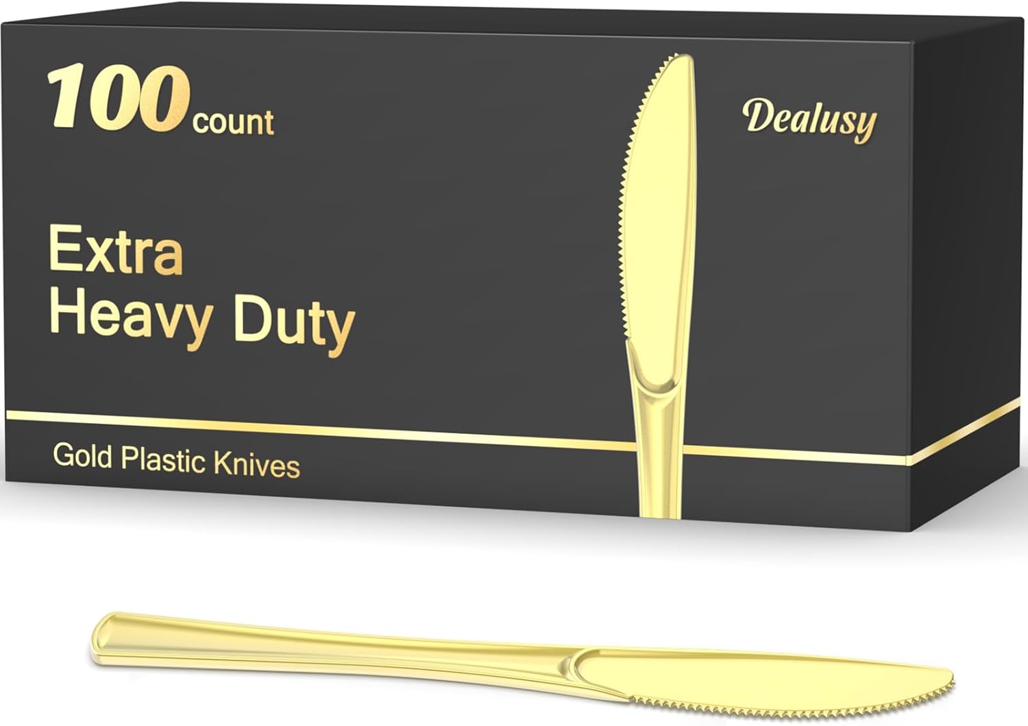 100 Count Heavy Duty Gold Plastic Knives for Parties