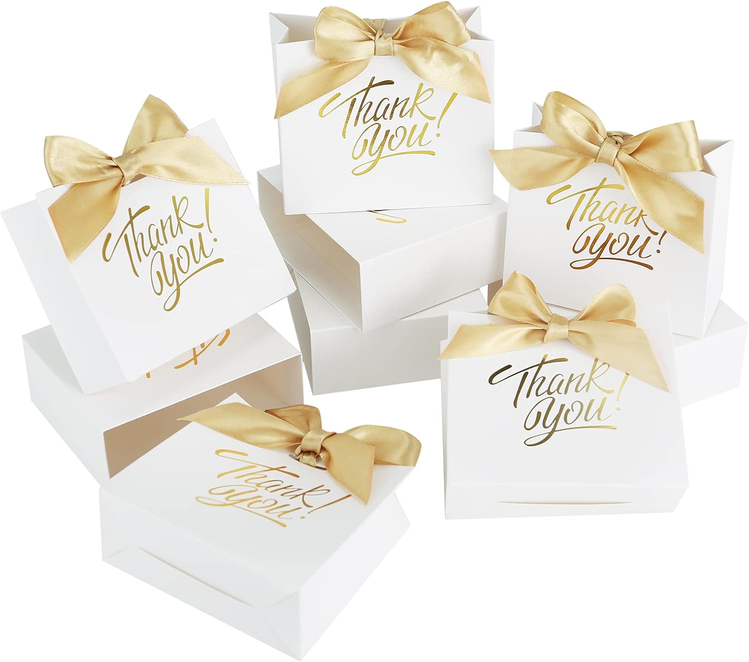 KPOSIYA 50 Pack White Gift Bags with Bow Ribbon