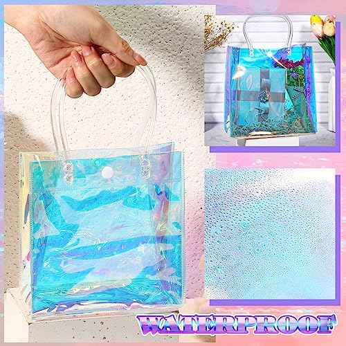 Sherr 16 Pcs Iridescent Clear Gift Bags with Handles