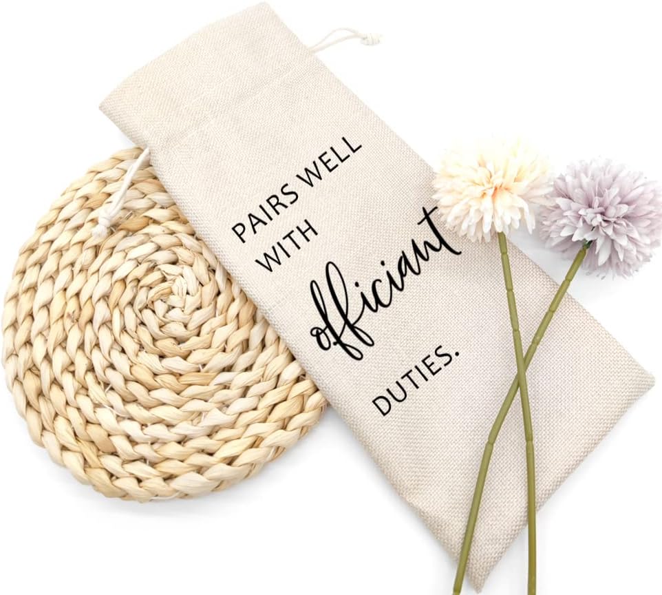 Socive Wedding Wine Bag - Burlap Drawstring Gift Holder