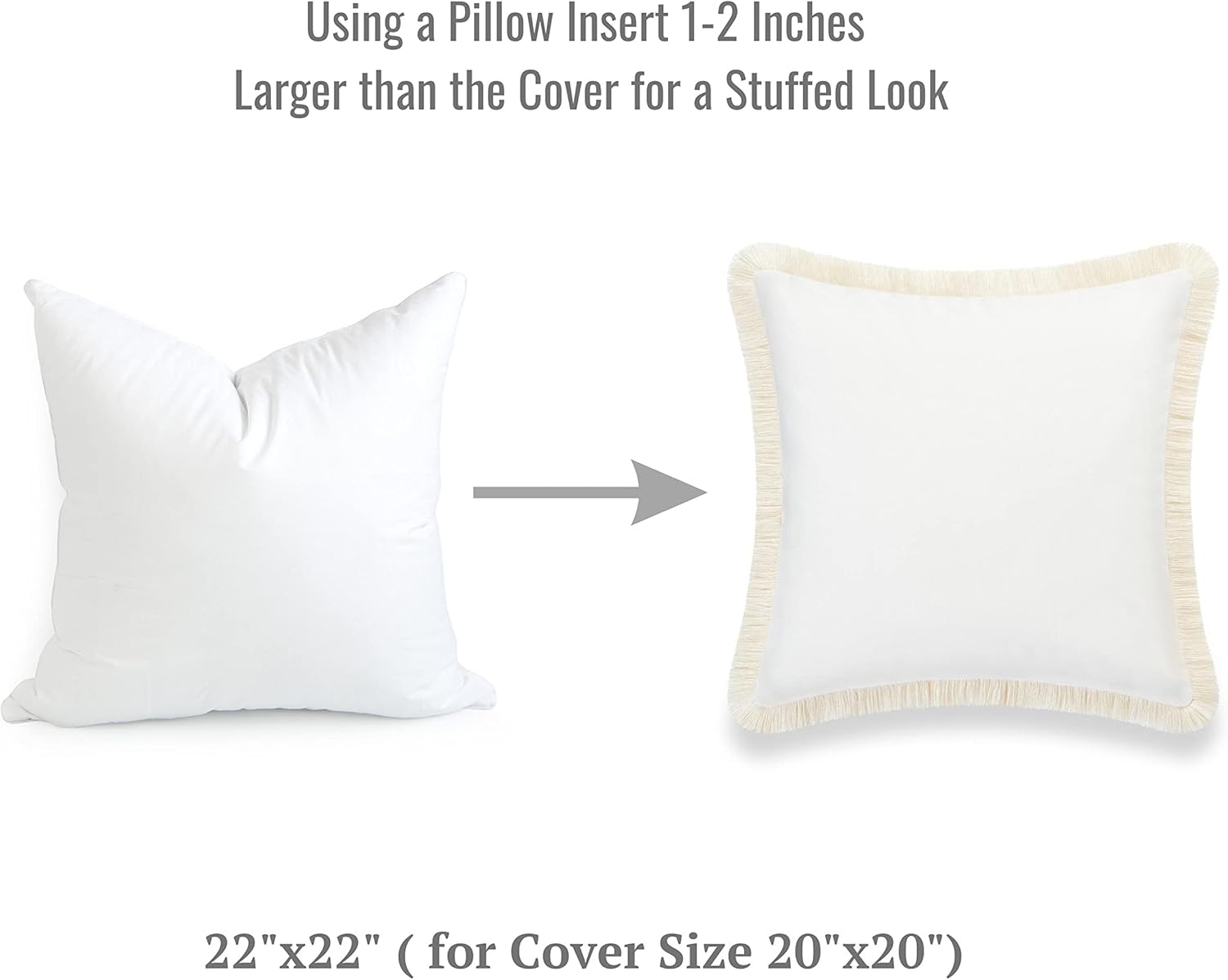 Hofdeco Premium Throw Pillow Inserts Set of 2 22x22 for 20x20 Covers